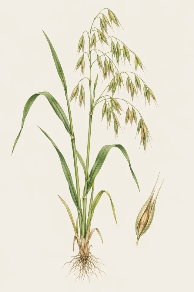 Ботаническа илюстрация на Avena sativa