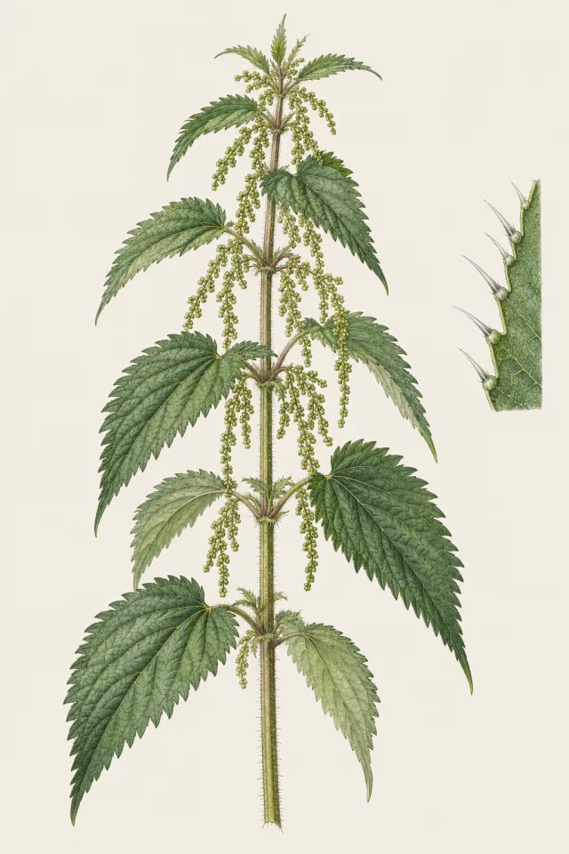 Ботаническа илюстрация на Urtica dioica